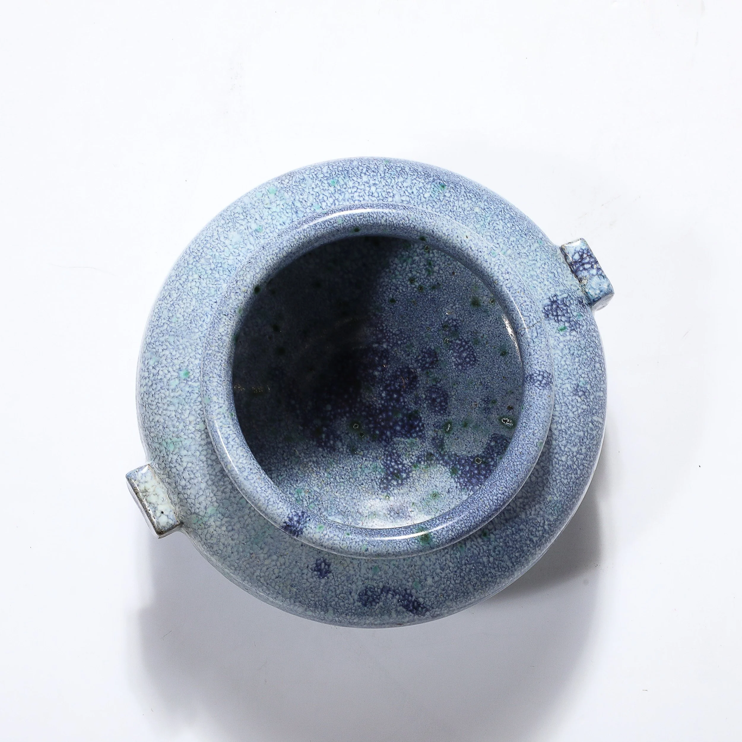 【Daum  Nancy】スタンド Art Deco Smoked Acid Etched Glass Vase with Zig Zag Motif